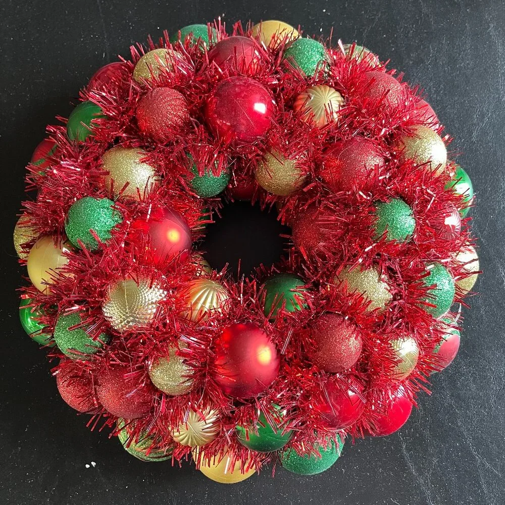Christmas Ornament Wreath - Red, Green, and Gold - 10